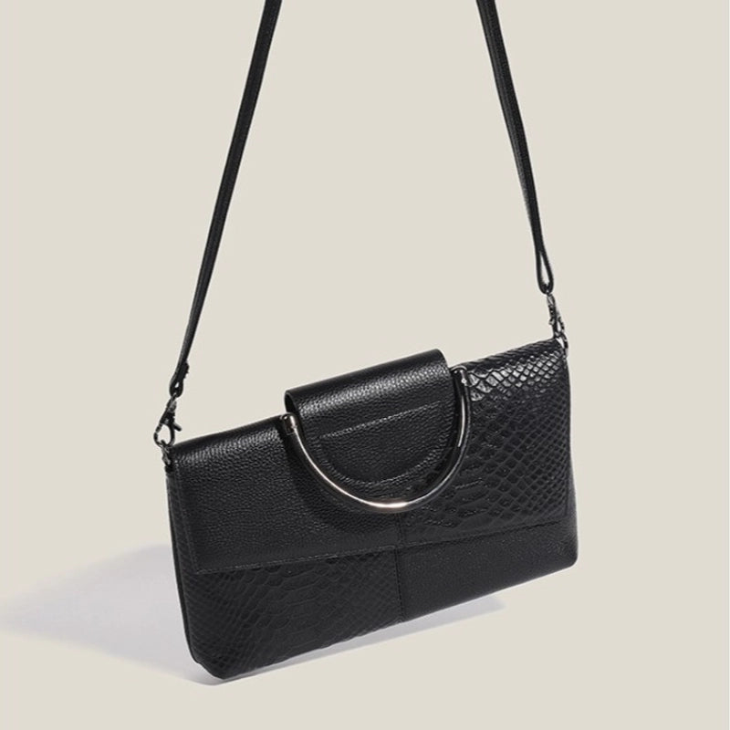Women's Pu Leather Splicing Crocodile Vintage Style Square Magnetic Buckle Shoulder Bag Clutch Bag Handbag