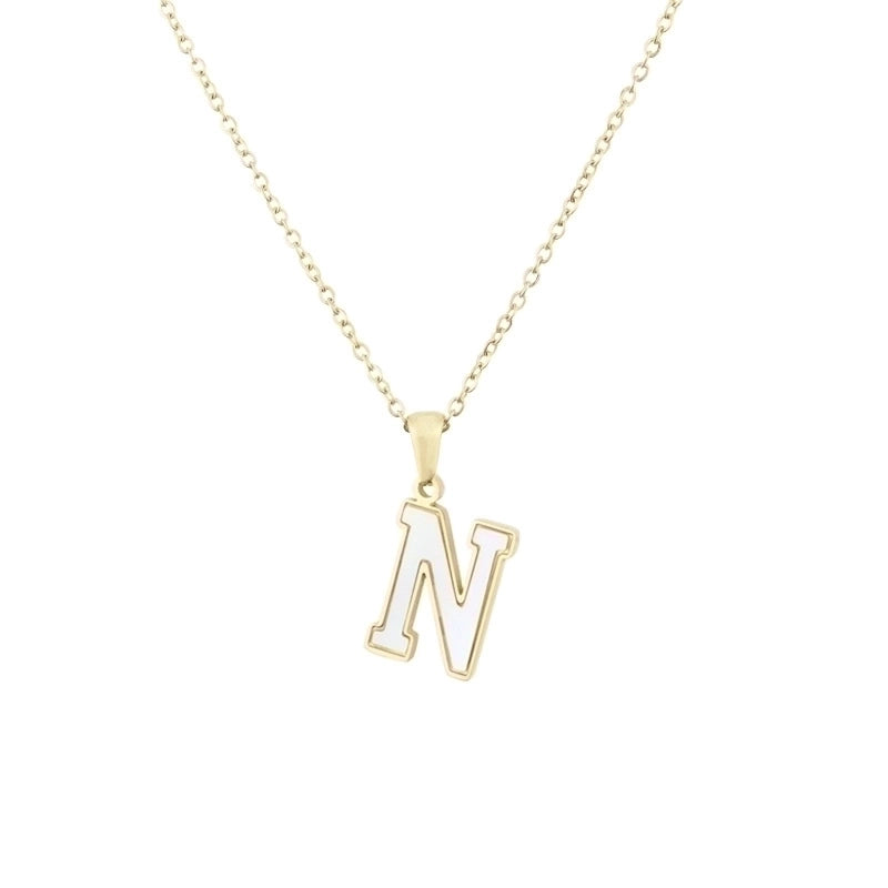 304 Stainless Steel Titanium Steel 18K Gold Plated Minimalist Plating Inlaid Shell Letter Shell