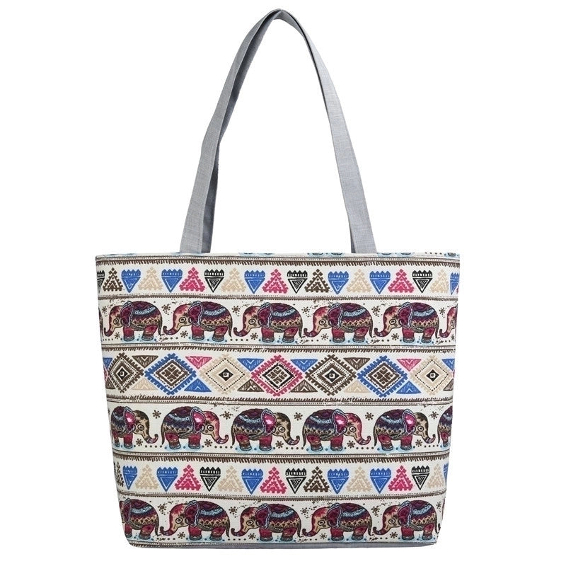 Women's Classic Style Flower Canvas Shopping Bags