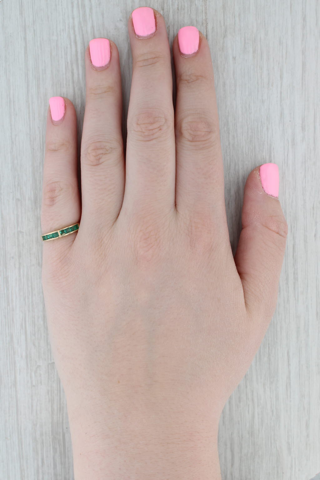 0.56ctw Emerald Stackable Ring 18k Yellow Gold Size 6.75 Wedding Band