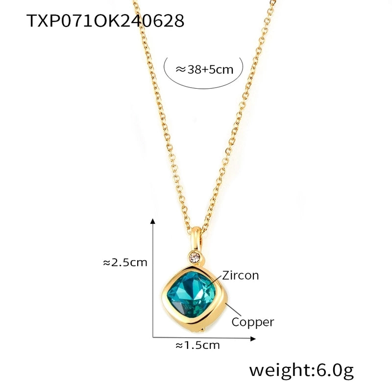 Minimalist Quadrilateral 304 Stainless Steel 18K Gold Plated Plating Earrings Necklace Jewelry Set