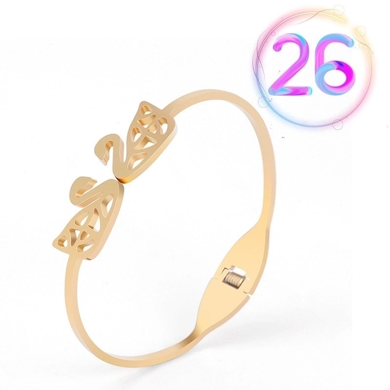 2 Pieces Fashion Geometric Stainless Steel Plating Zircon Bangle