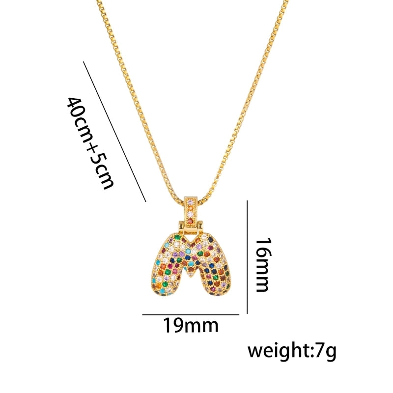 Titanium Steel 18K Gold Plated Minimalist Inlay Letter Zircon Pendant Necklace