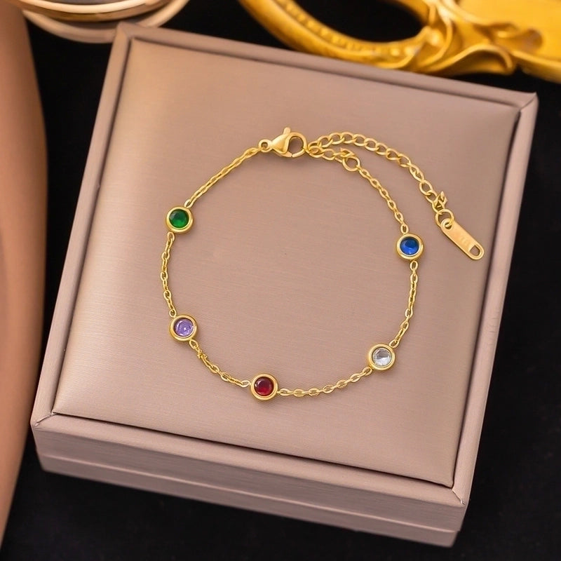 Elegant Basic Streetwear Heart Shape Butterfly Titanium Steel Zircon Bracelets In Bulk