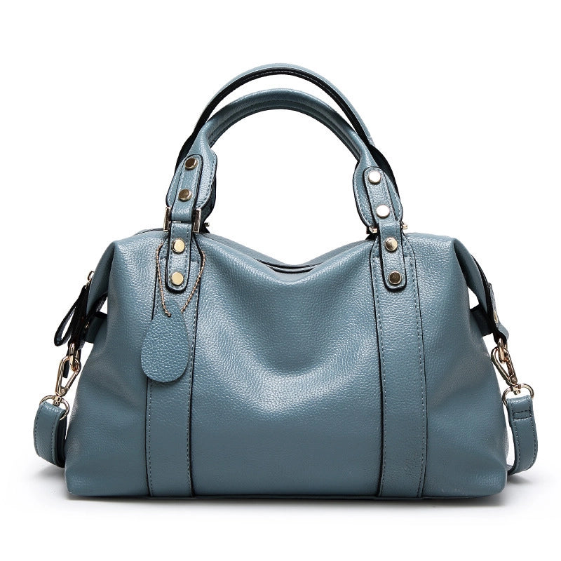 Women's All Seasons Pu Leather Solid Color Elegant Pillow Shape Zipper Handbag Boston Bag
