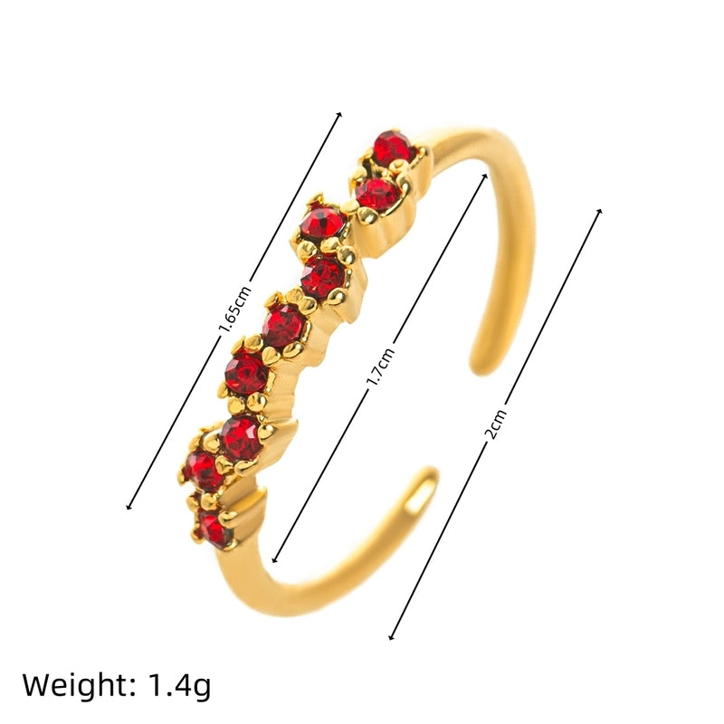 Minimalist Classic Style Geometric 304 Stainless Steel Zircon 18K Gold Plated Inlay Stainless Steel Rings