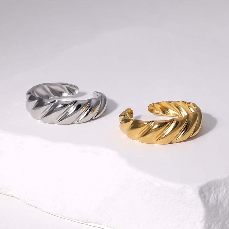 Open Ring Minimalist Ellipse Geometric Stainless Steel Electroplating Rings