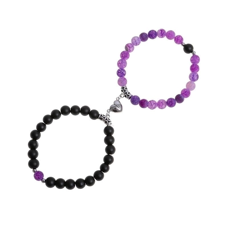 Fashion Heart Shape Agate Beaded Bracelets 1 Set