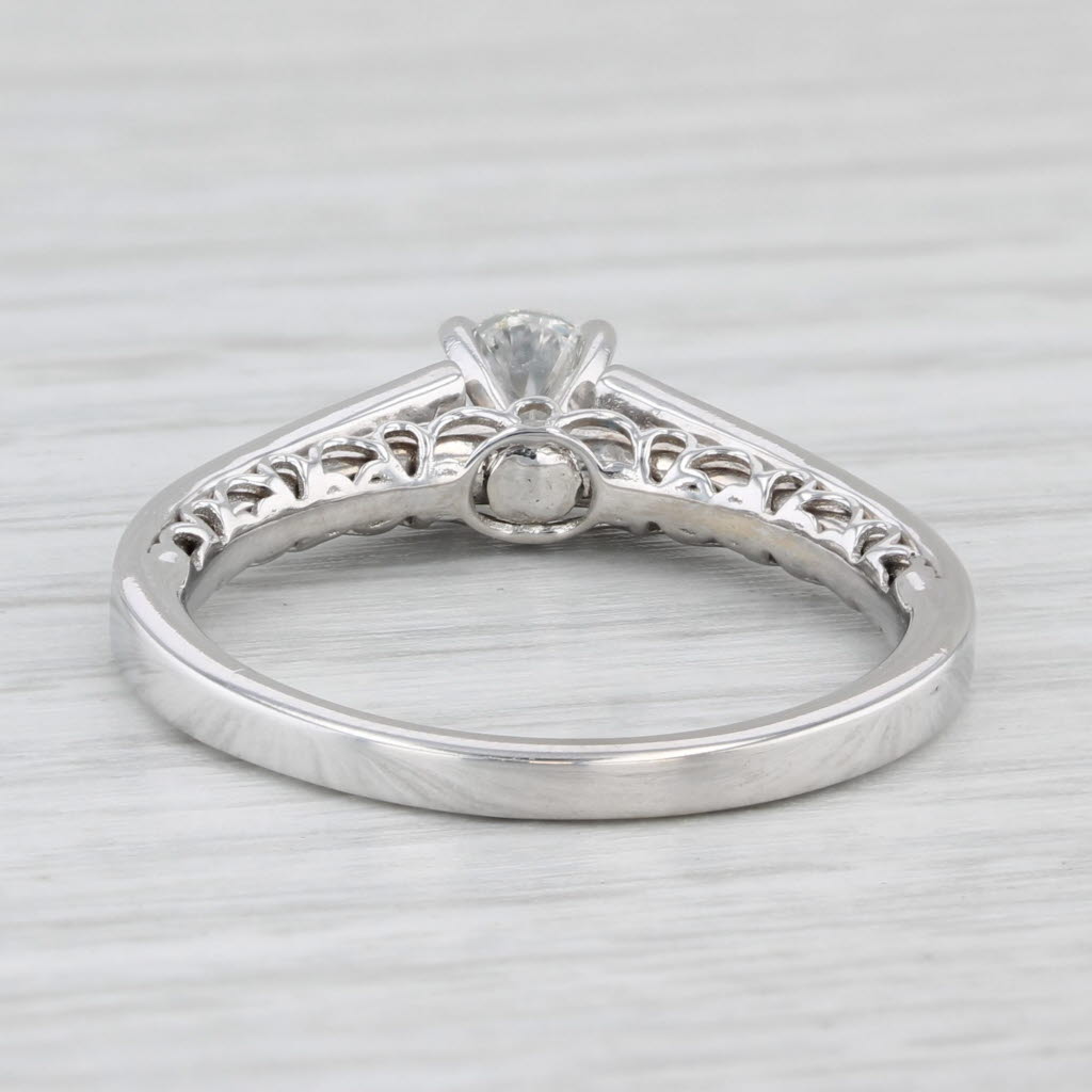 0.75ctw Round Diamond Engagement Ring 14k White Gold Size 7.75 Cathedral Band