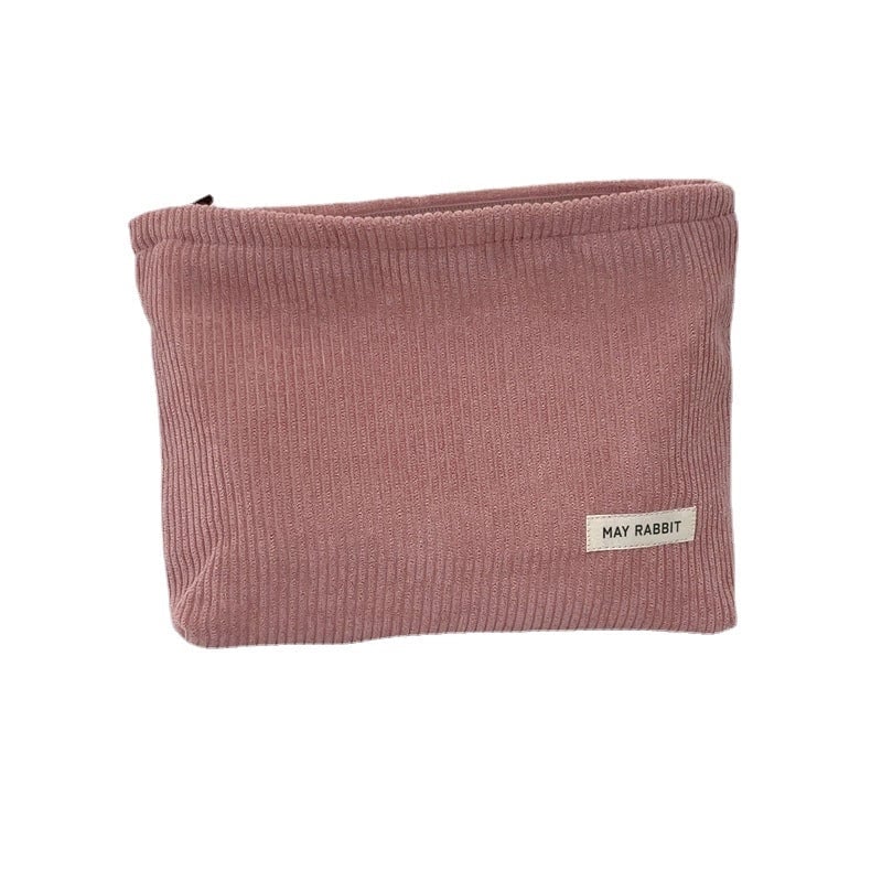 Women's Corduroy Letter Solid Color Basic Square Zipper Cosmetic Bag Clutch Bag