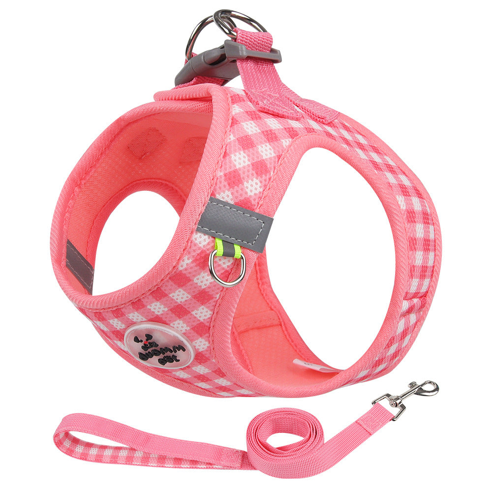 Plaid Pattern Breathable Dog Harness&Leash