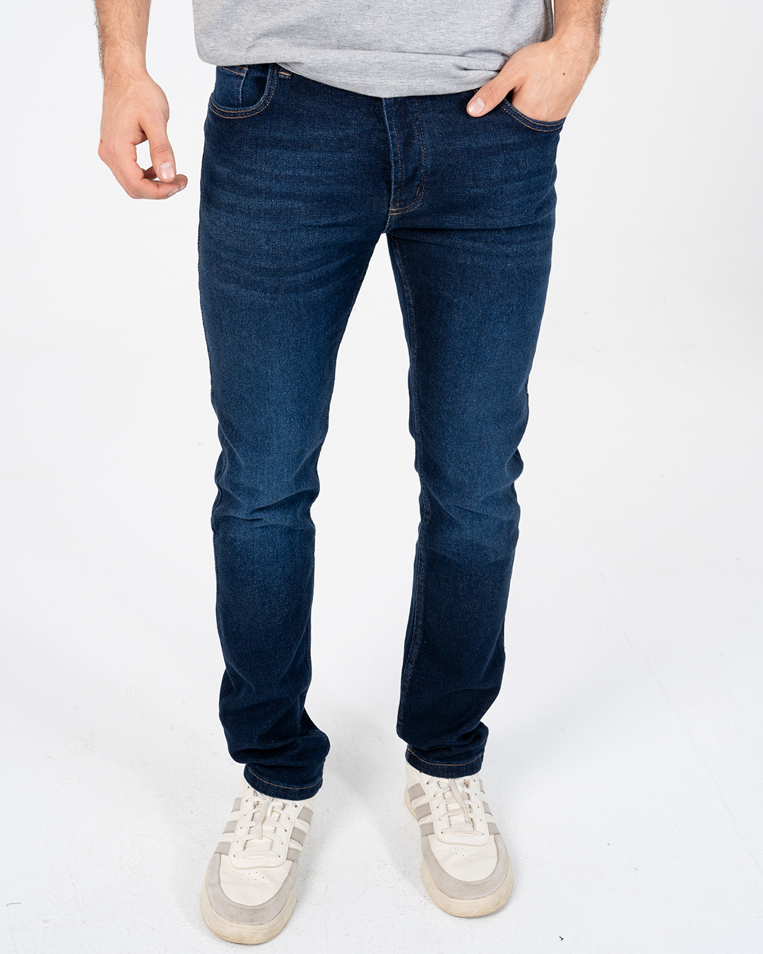 Denim Slim Pants With Pockets