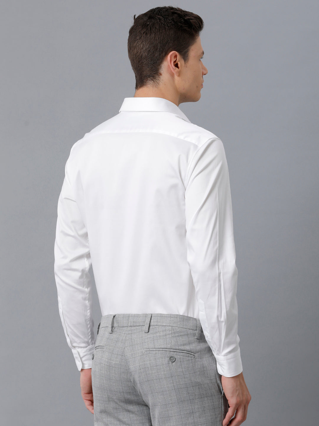 Mens Regular Fit Solid White Formal Linen Shirt (LUKE)