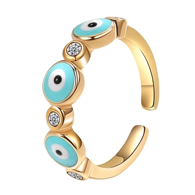 Lady Fashion Shiny Devil's Eye Heart Shape Flower Copper Plating Inlay Artificial Rhinestones Artificial Pearls Zircon Open Ring Rings