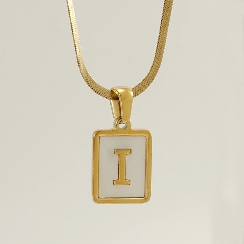 Stainless Steel 18K Gold Plated Casual  Plating Inlay Letter Shell Pendant Necklace
