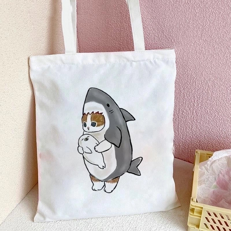 Women's Cute Cat Shark Shopping Bags