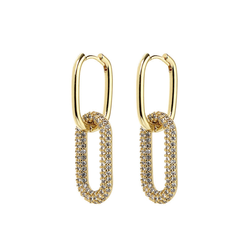 Minimalist Elegant Women Star Hollow Geometric Metal Geometric Zircon Earrings