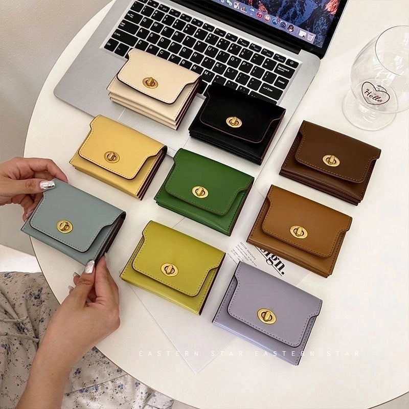 3 Pieces Women's Solid Color Pu Leather Flip Cover Wallets