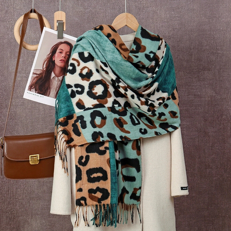 Women's Casual Leopard Imitation Cashmere Printing Scarf