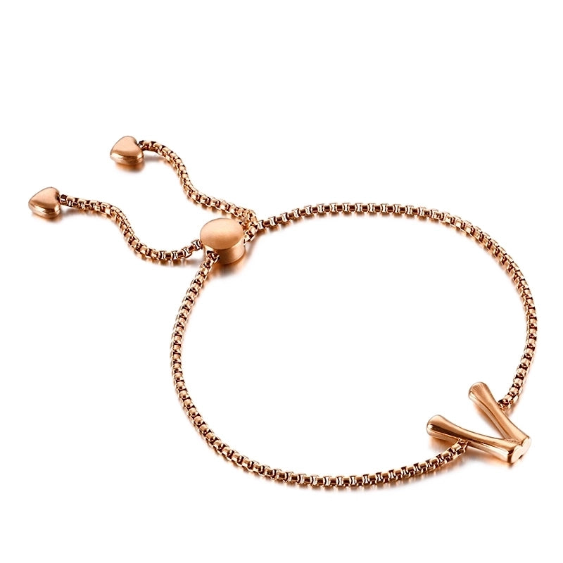 Casual Minimalist Letter Heart Shape Stainless Steel 18K Gold Plated Bracelets In Bulk