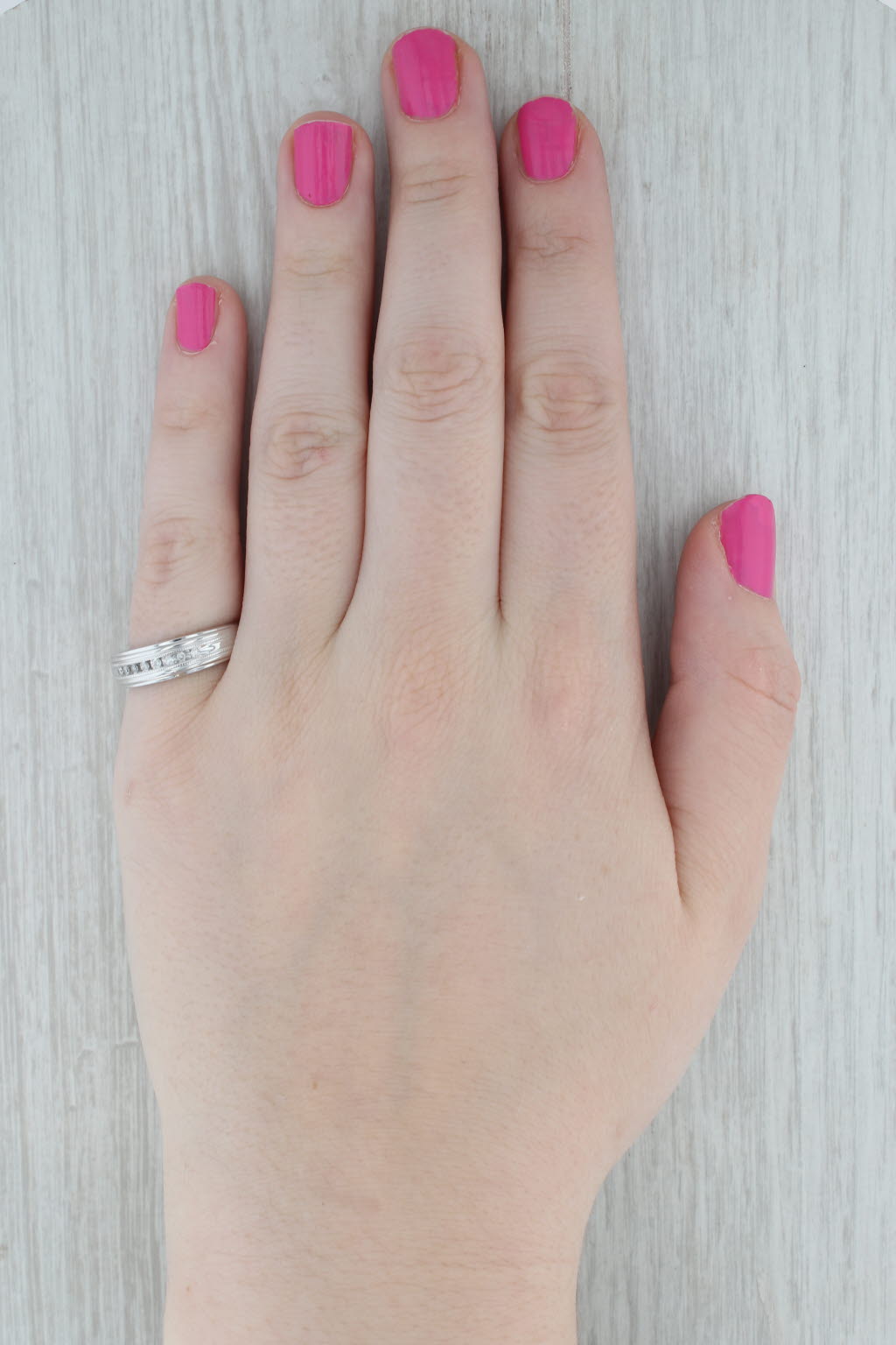 0.60ctw Diamond Wedding Band 10k White Gold Size 7.5 Stackable Ring