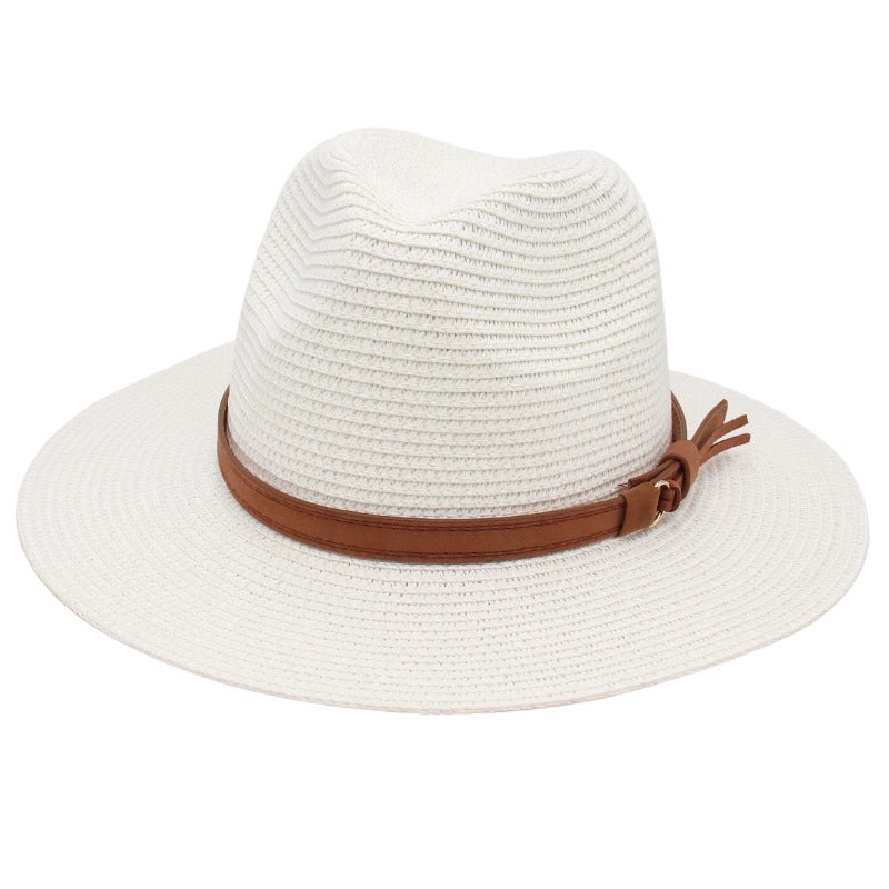 Unisex Pastoral Solid Color Wide Eaves Straw Hat