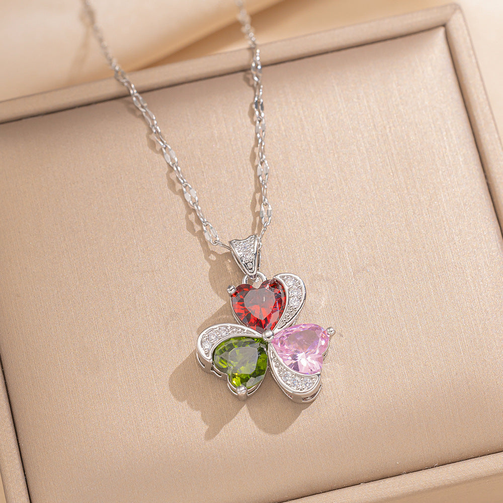 Fashionable Full Zirconium Exquisite Element Style Copper Micro-Inlaid Earrings And Necklace Set Combination