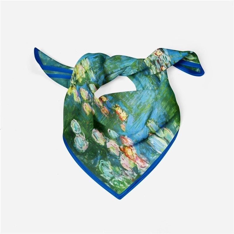 53cm Monet Oil Painting Series Water Lilies In The Pond Silk Scarf