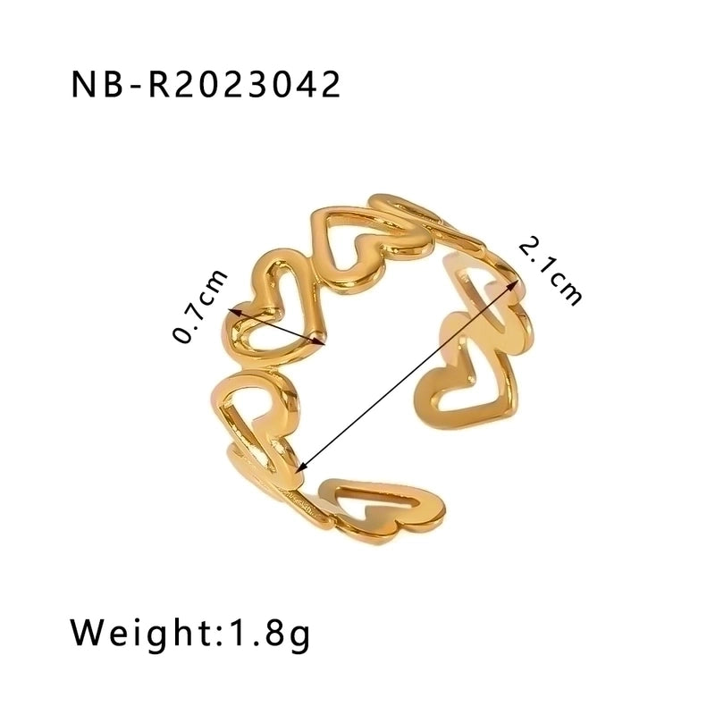 Stainless Steel 18K Gold Plated IG Style Basic Minimalist Plating Four Leaf Clover Heart Shape Flower Open Rings