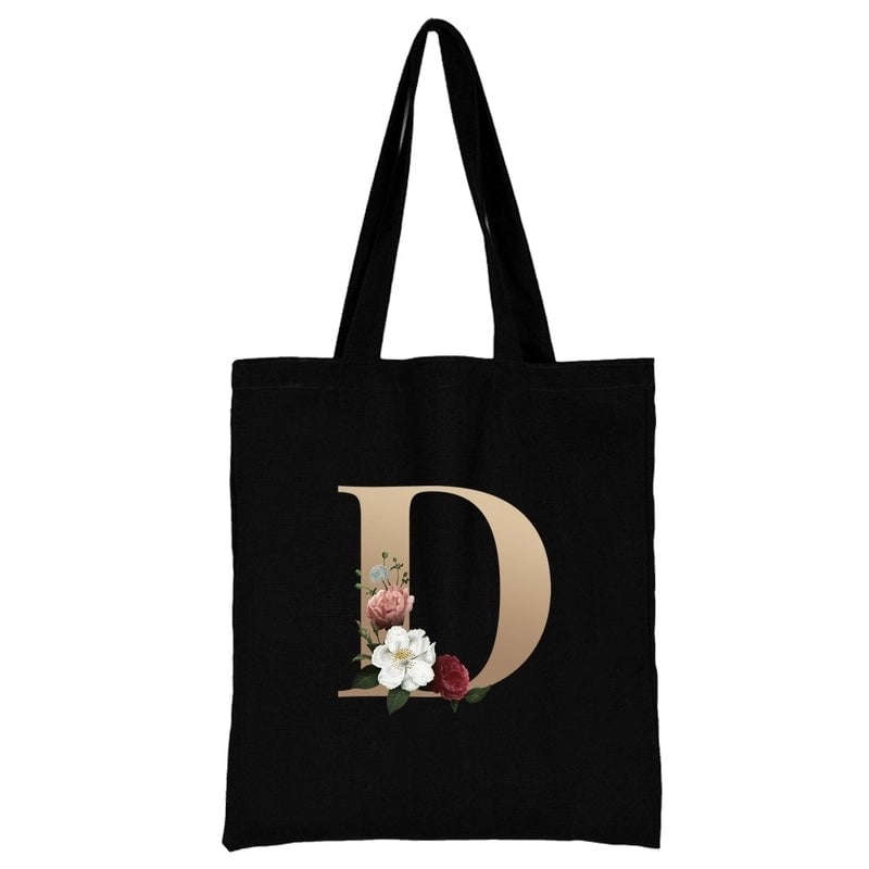 Women's Minimalist Letter Flower Shopping Bags
