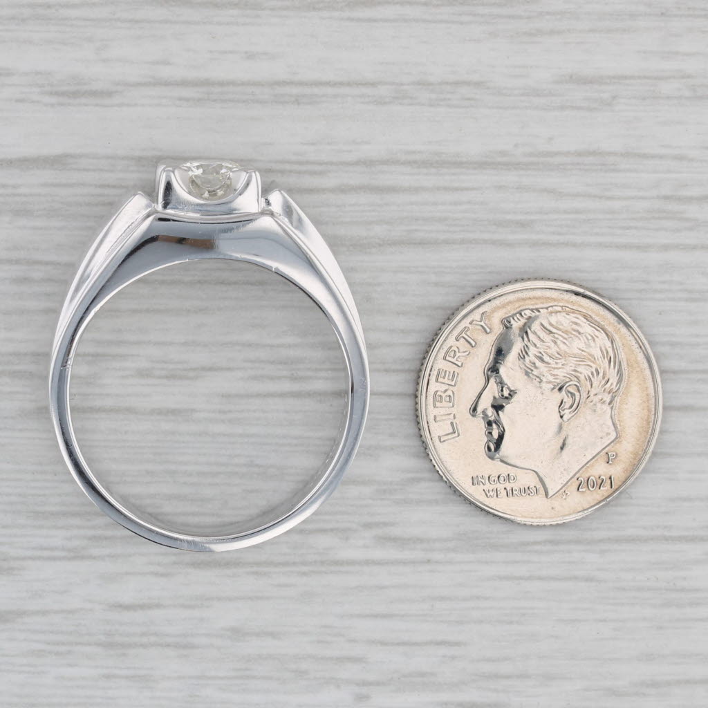 0.42ct Round Diamond Solitaire Ring 14k White Gold Size 10