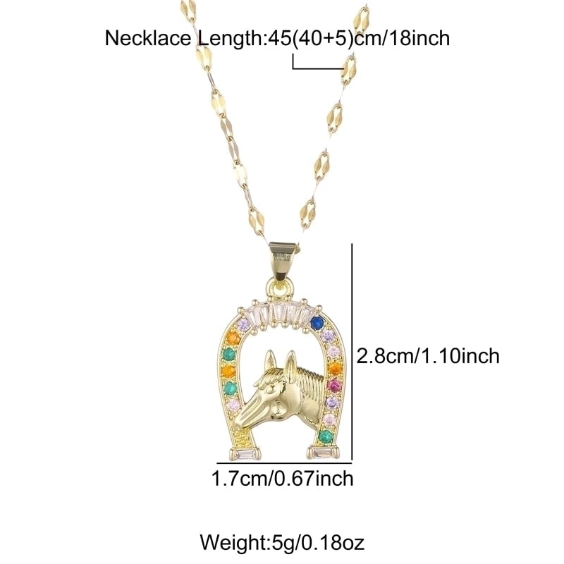 3 Pieces Cute Sweet Cross Moon Heart Shape 201 Stainless Steel Zircon 18K Gold Plated Enamel Plating Inlay Pendant Necklace