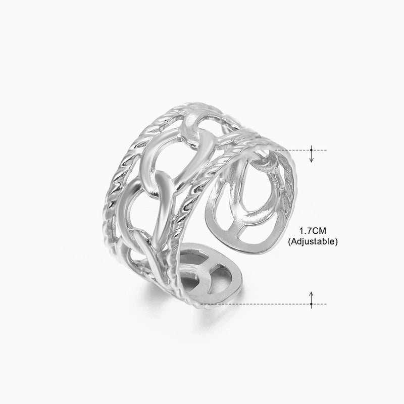 3 Pieces Basic Classic Style Geometric Leaf Stainless Steel Plating Open Rings