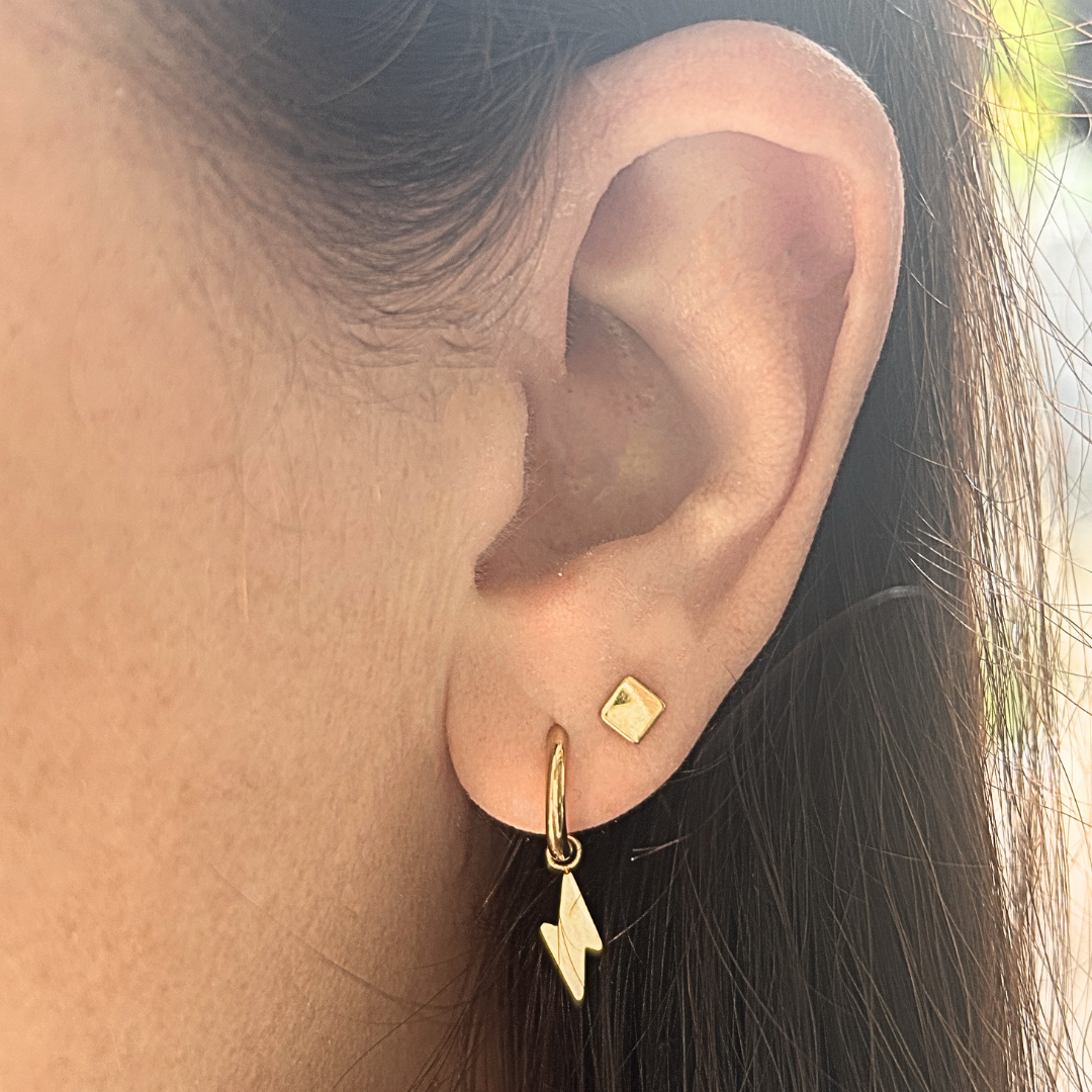 Baby lightning charm hoops - Gold