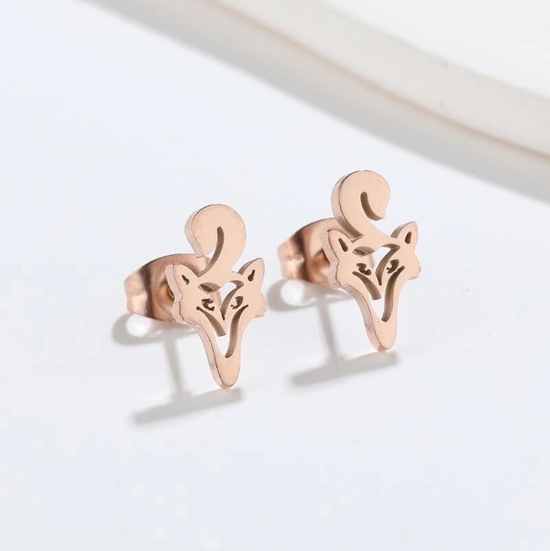 1 Pair Minimalist Animal Plating 304 Stainless Steel 18K Gold Plated Ear Studs