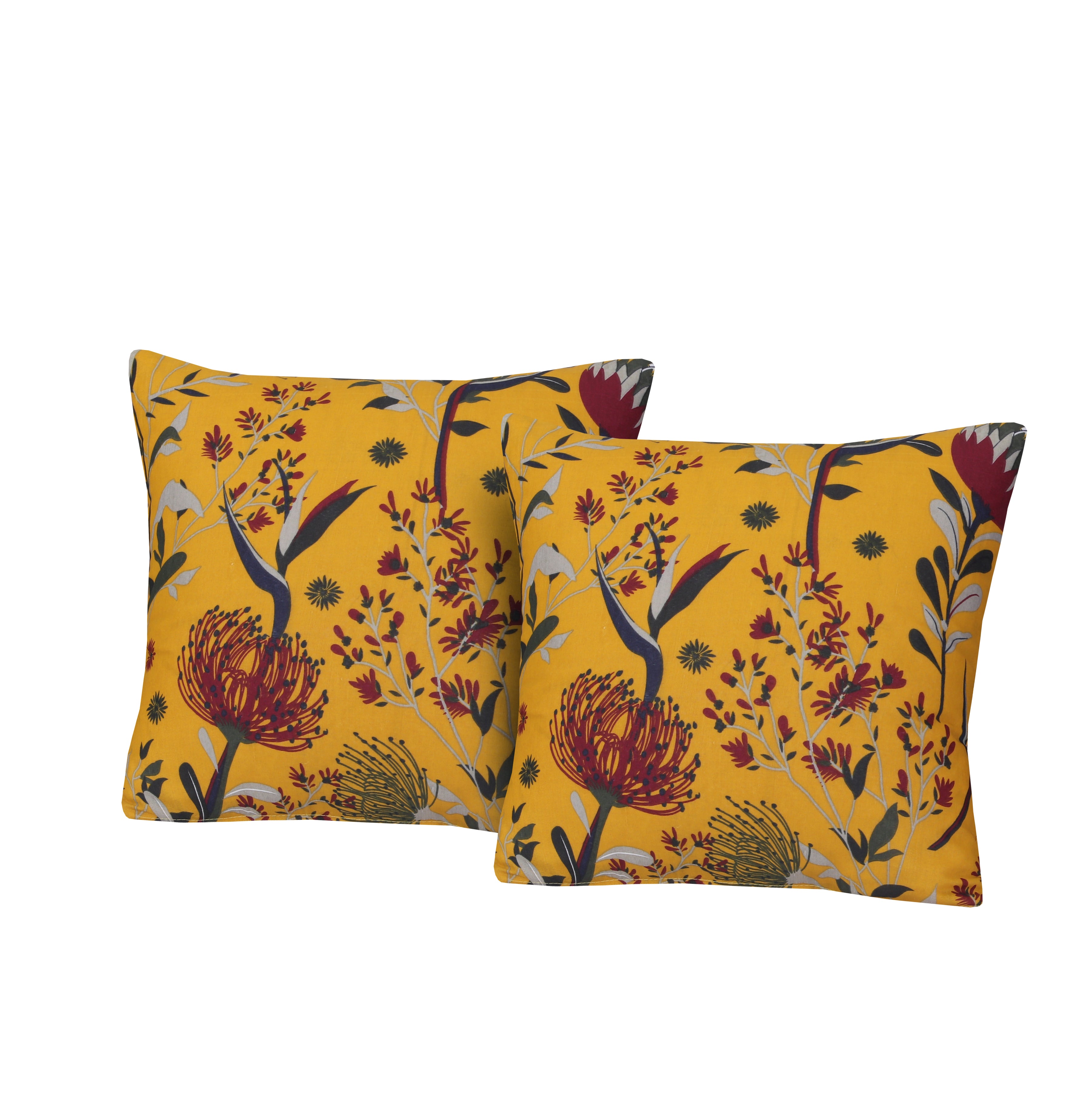 Mustard Floral-Cushion Covers Pack of Two