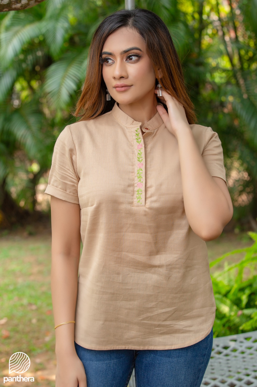 Embroidered Linen Top