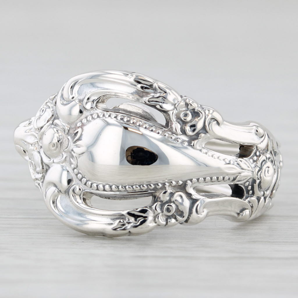 Eloquence Flower Pattern Spoon Ring Sterling Silver Size 6.25
