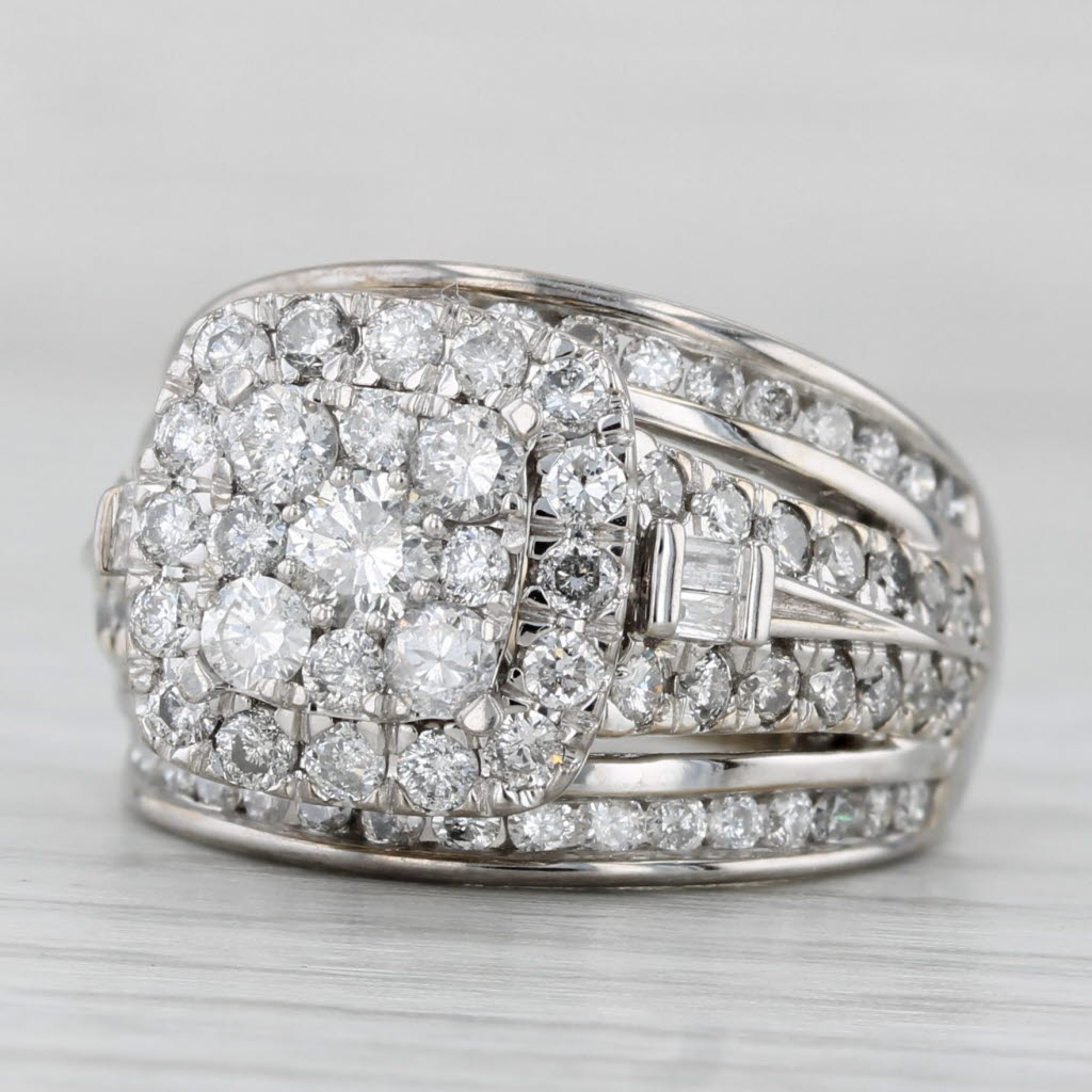 1.65ctw Diamond Halo Engagement Ring Soldered Bridal Set 14k White Gold Size 6