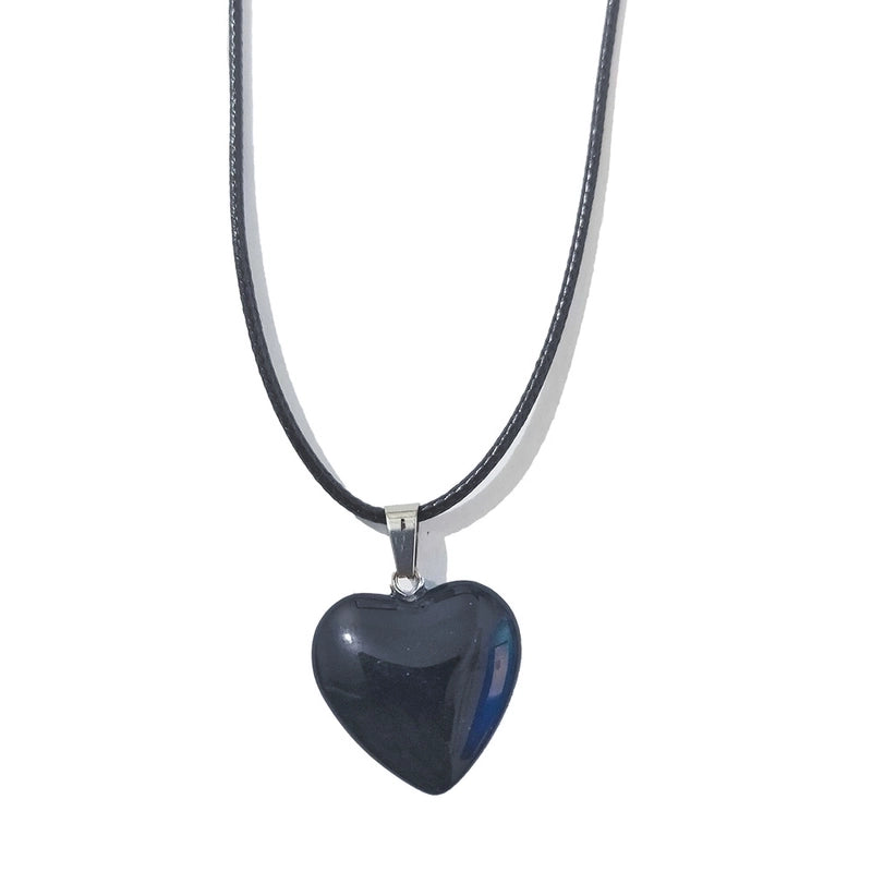 Minimalist Heart Shape Natural Stone Polishing Pendant Necklace 1 Piece