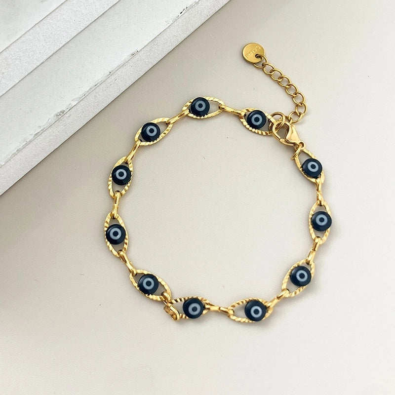 Funny Modern Style Minimalist Eye 304 Stainless Steel Gold Plated Bracelets In Bulk