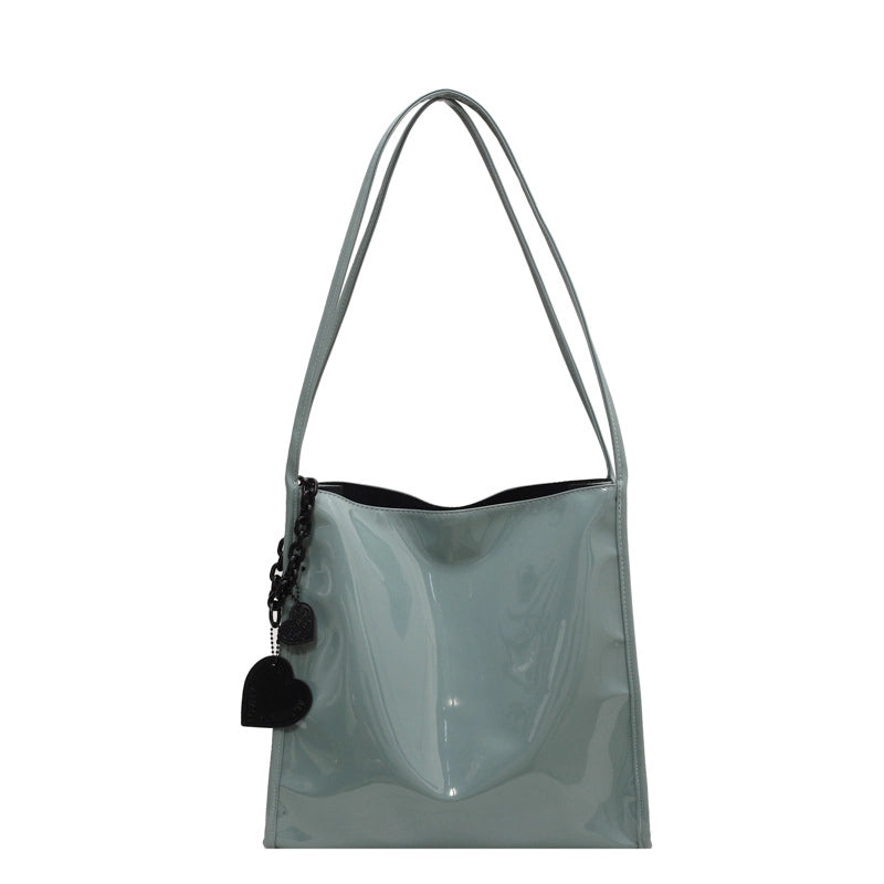 Women's Large Pu Leather Solid Color Streetwear Square Magnetic Buckle Tote Bag