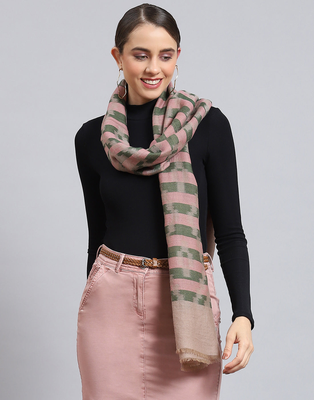 Women Pink Self Design Stole