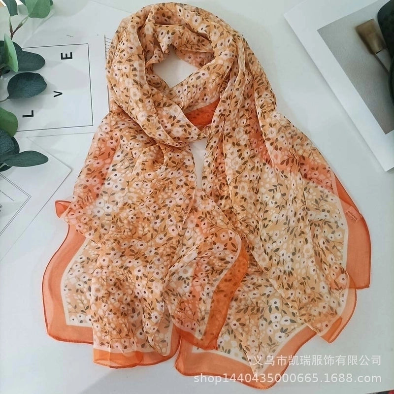 Women's Vacation Color Block Floral Polyester Silk Scarves
