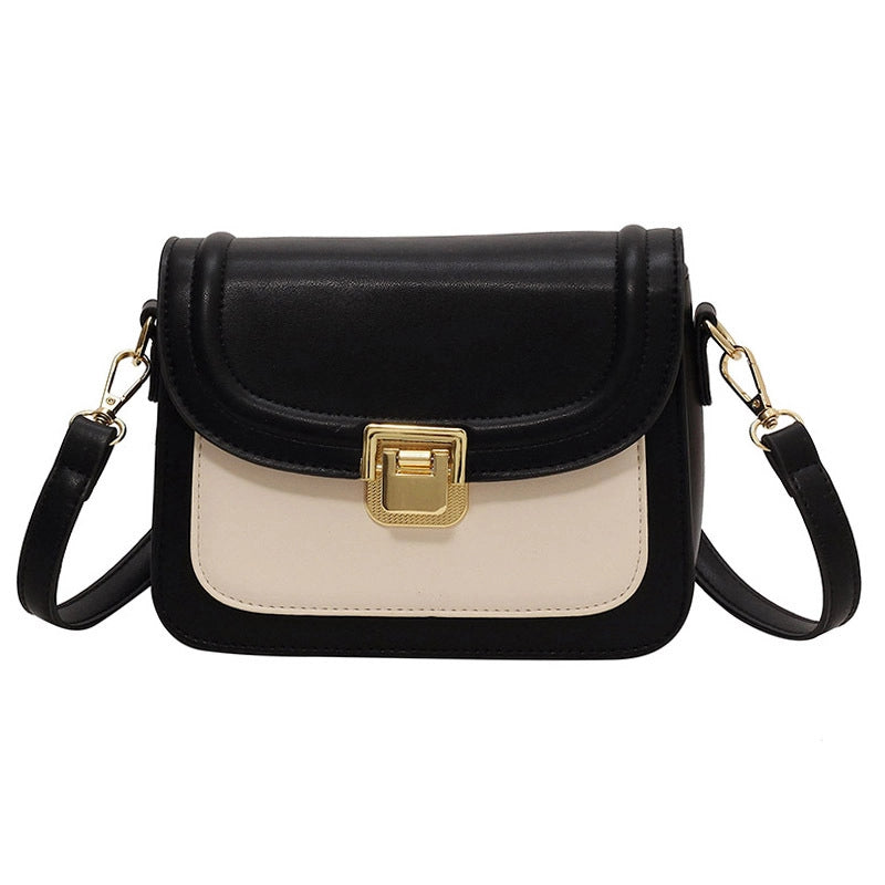 Women's Small Pu Leather Color Block Streetwear Square Lock Clasp Shoulder Bag Crossbody Bag