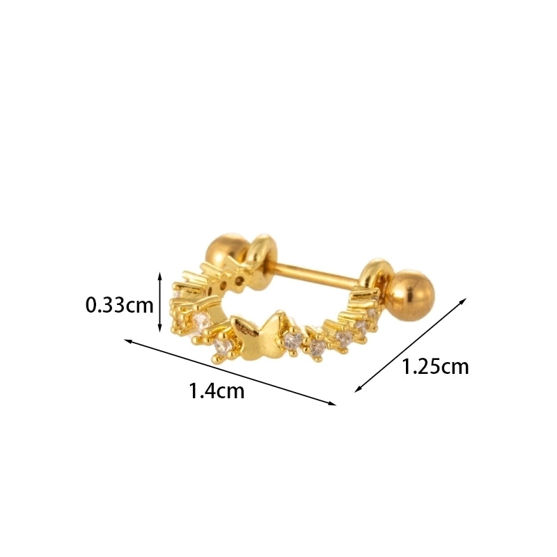 Ear Cartilage Rings & Studs Fashion Crown Copper Plating Artificial Gemstones