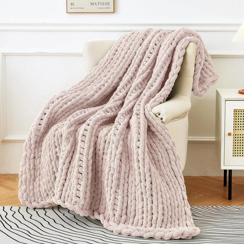 Half Velvet Needle Hand-woven Coarse Wool Blanket Sofa Blanket Nordic Knitted Blanket