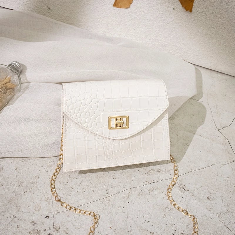 Women's Small Pu Leather Solid Color Basic Classic Style Square Lock Clasp Shoulder Bag Crossbody Bag