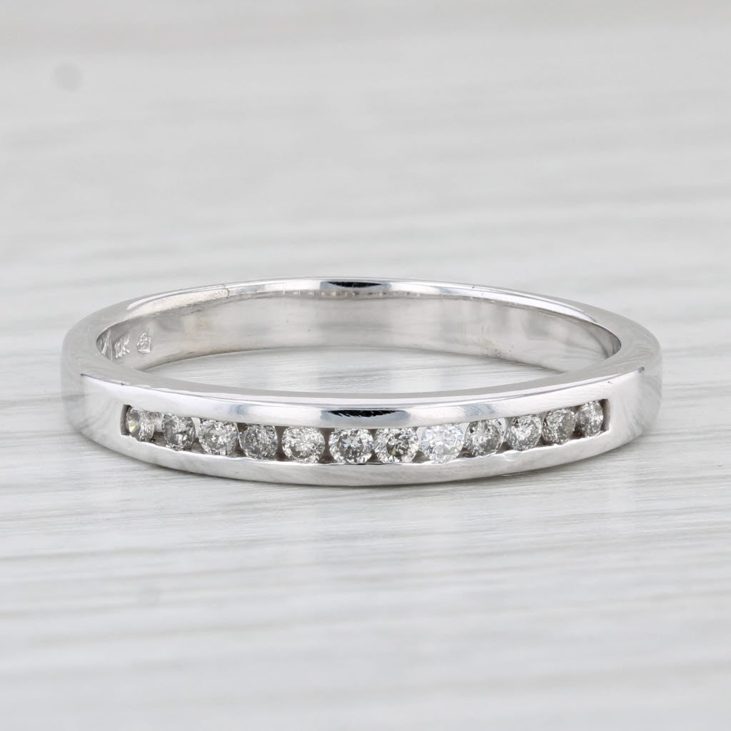 0.18ctw Diamond Wedding Band 10k White Gold Size 10.25 Stackable Ring
