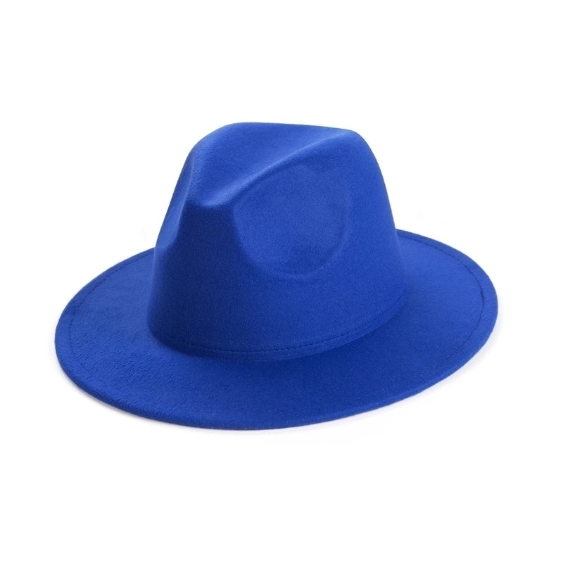 Unisex Elegant Solid Color Big Eaves Fedora Hat